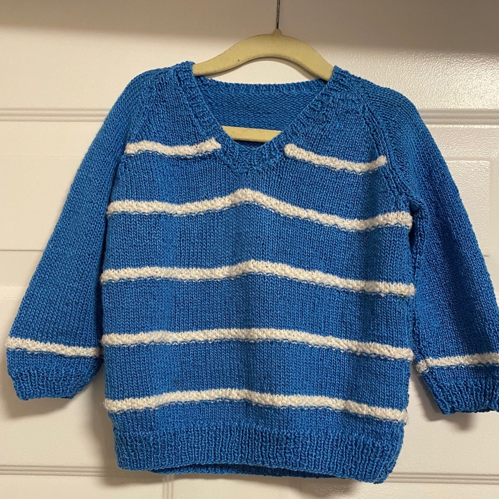 Handmade Blue Striped Toddler Sweater 3T